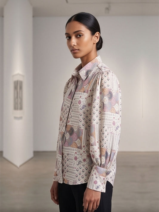 Printed Ballon sleeves Shirt
