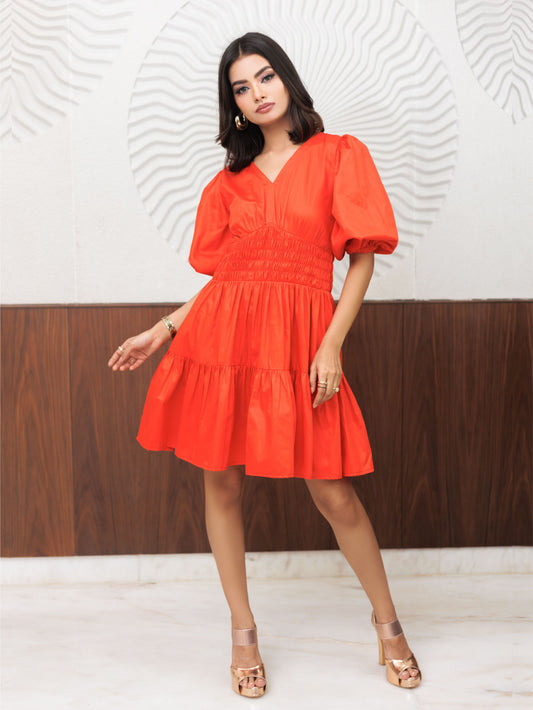Orange Smoking Short Dress