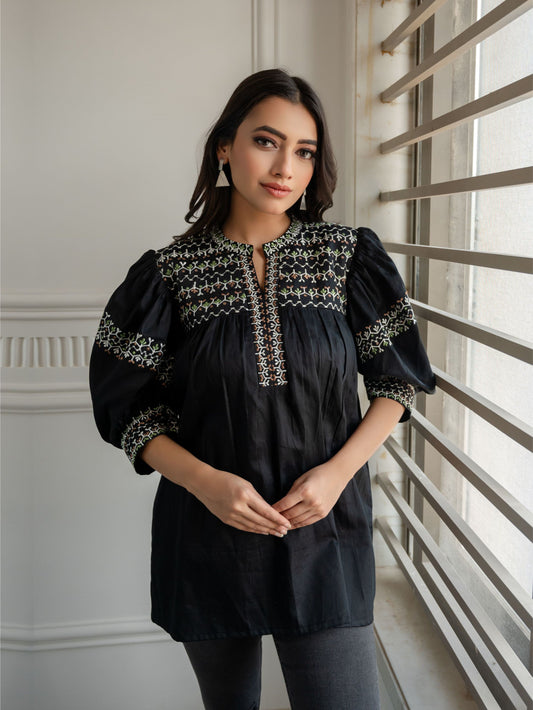 Black Embroidered Top