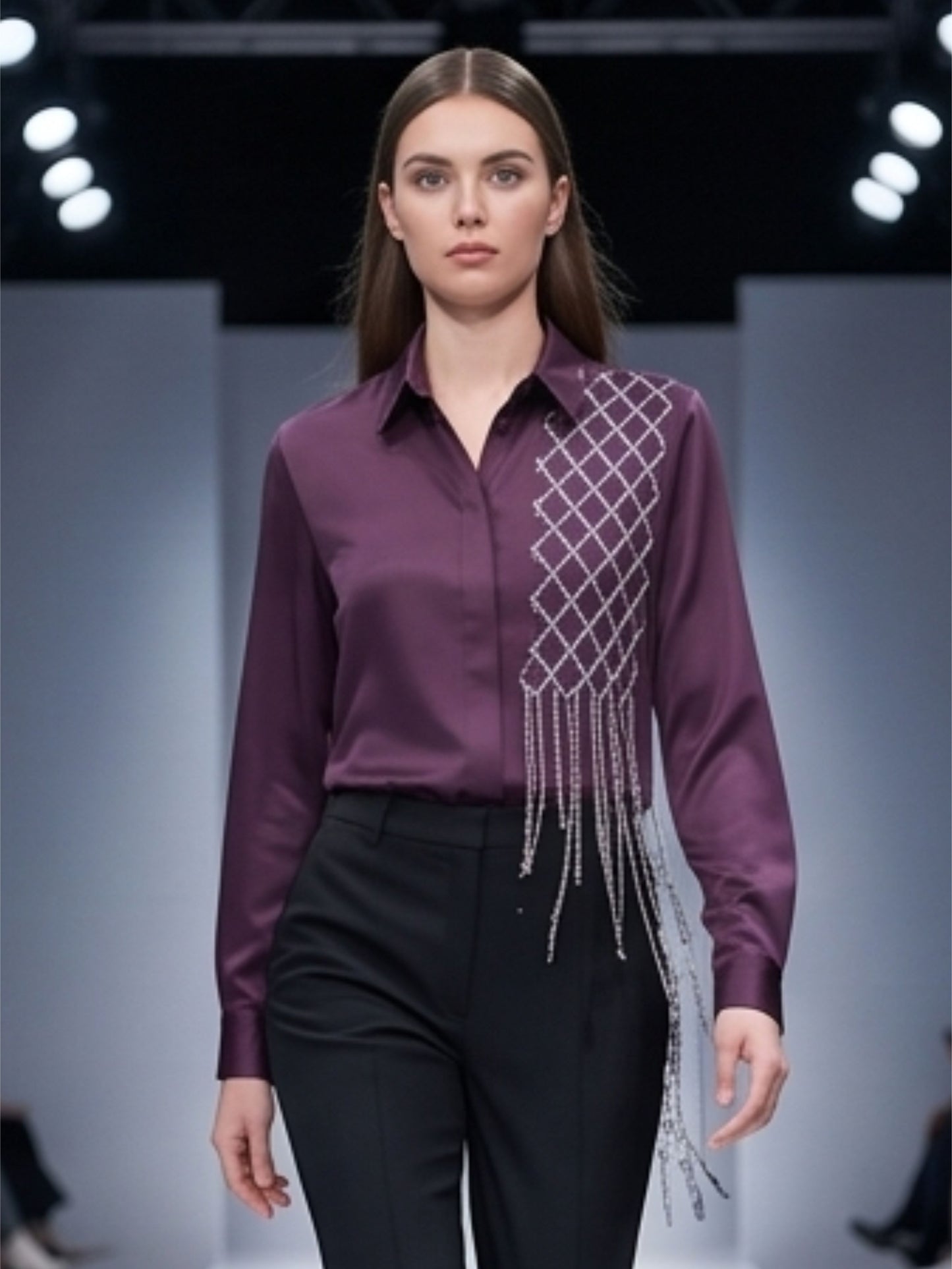 Wine Shaded Embellished SHirt