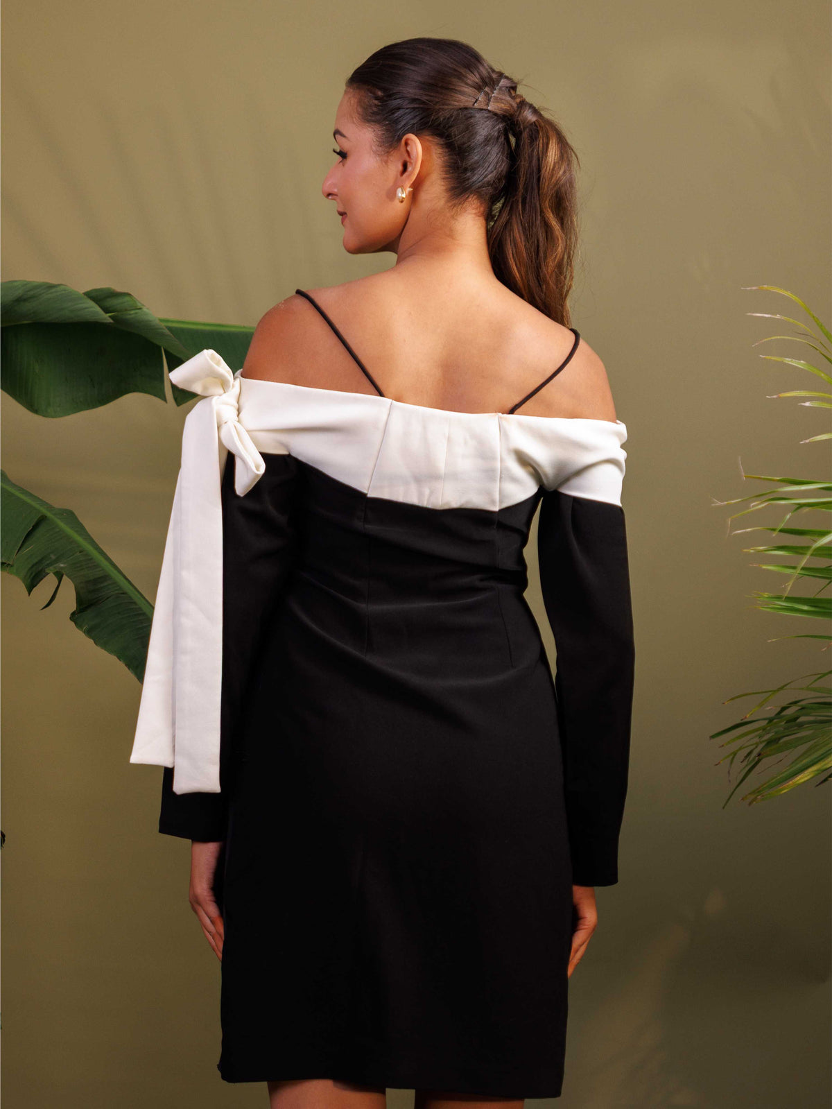 Black & White Off-Shoulder Dress