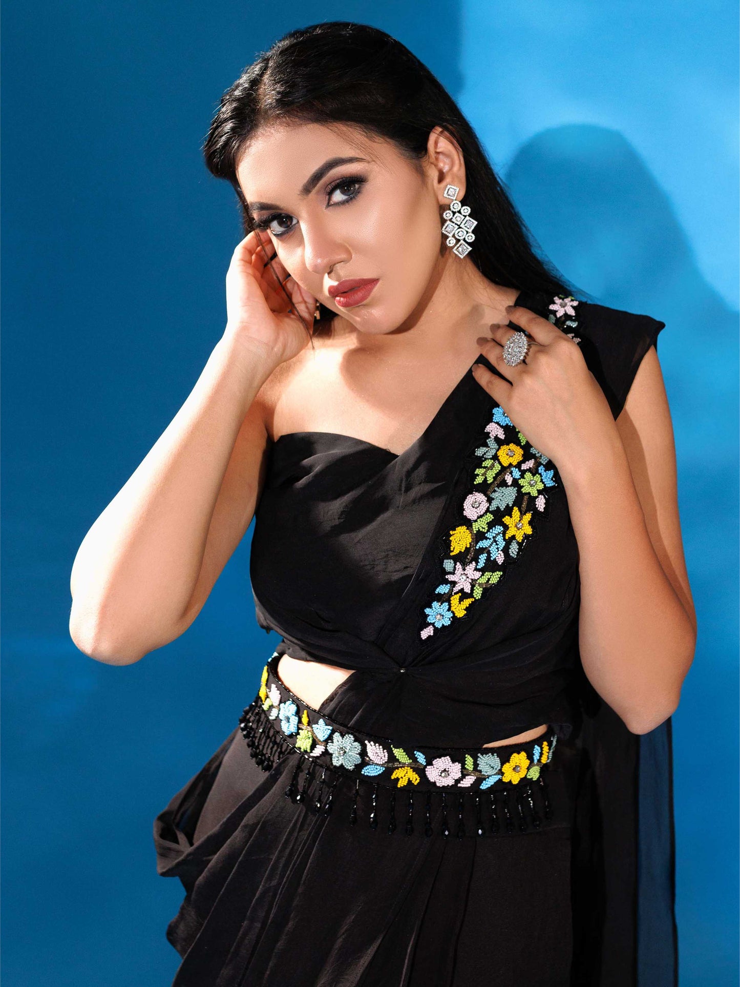 Black Drape Saree
