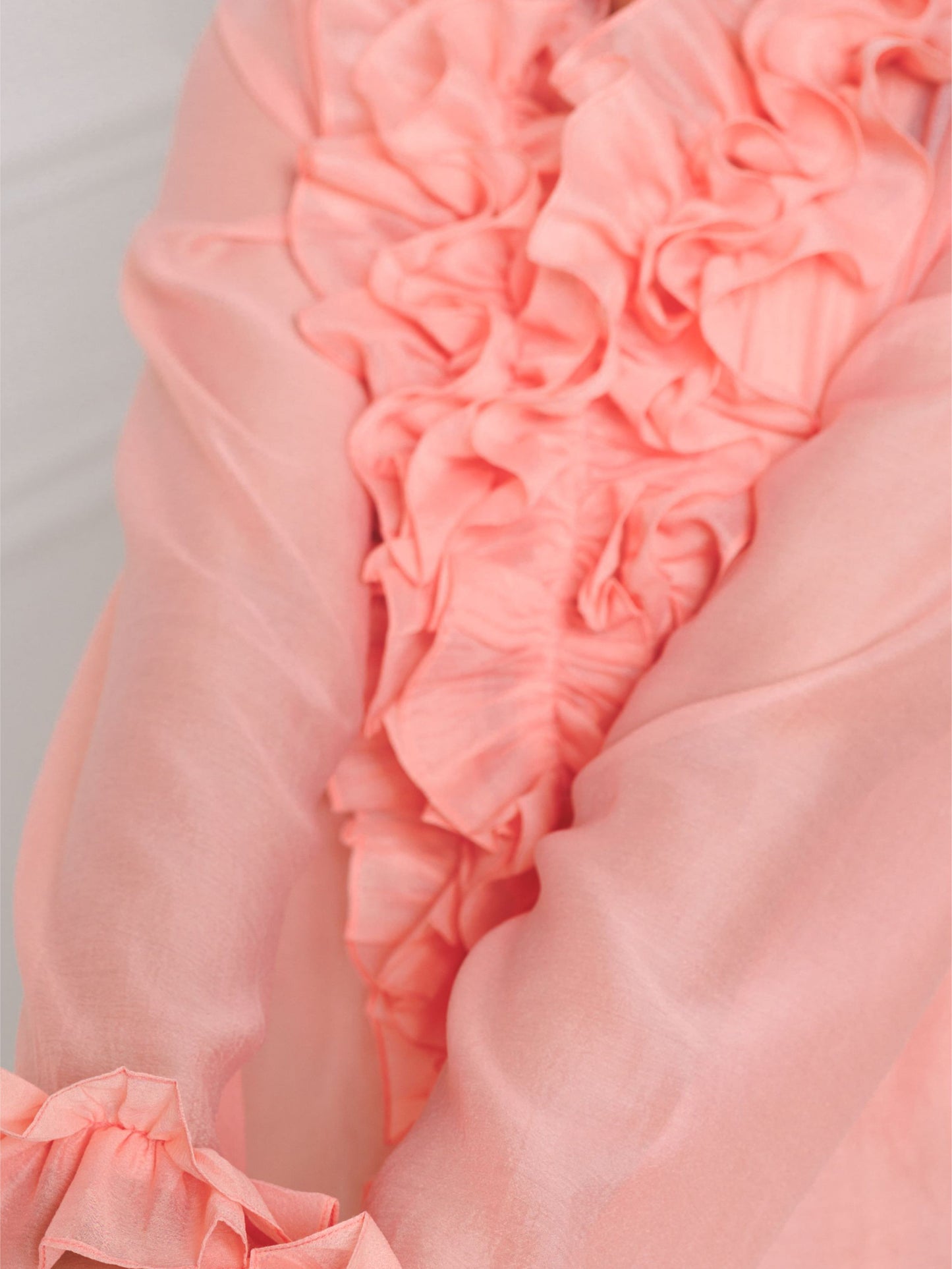 Peach Organza Ruffle Top