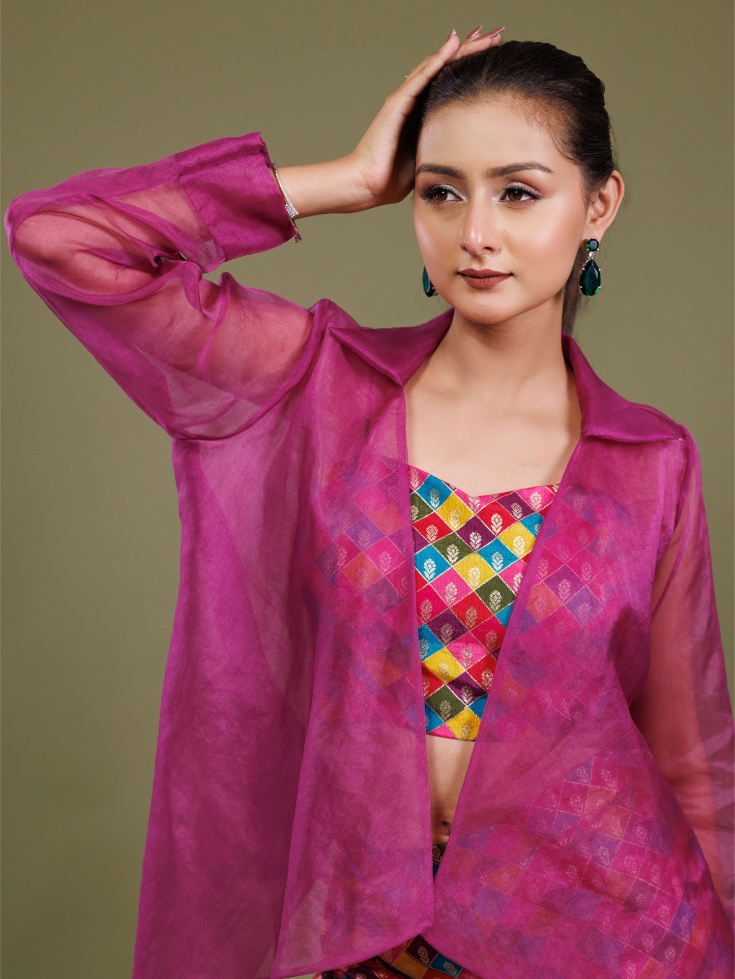 Multi Printed Co-ords With Overlap Shrug