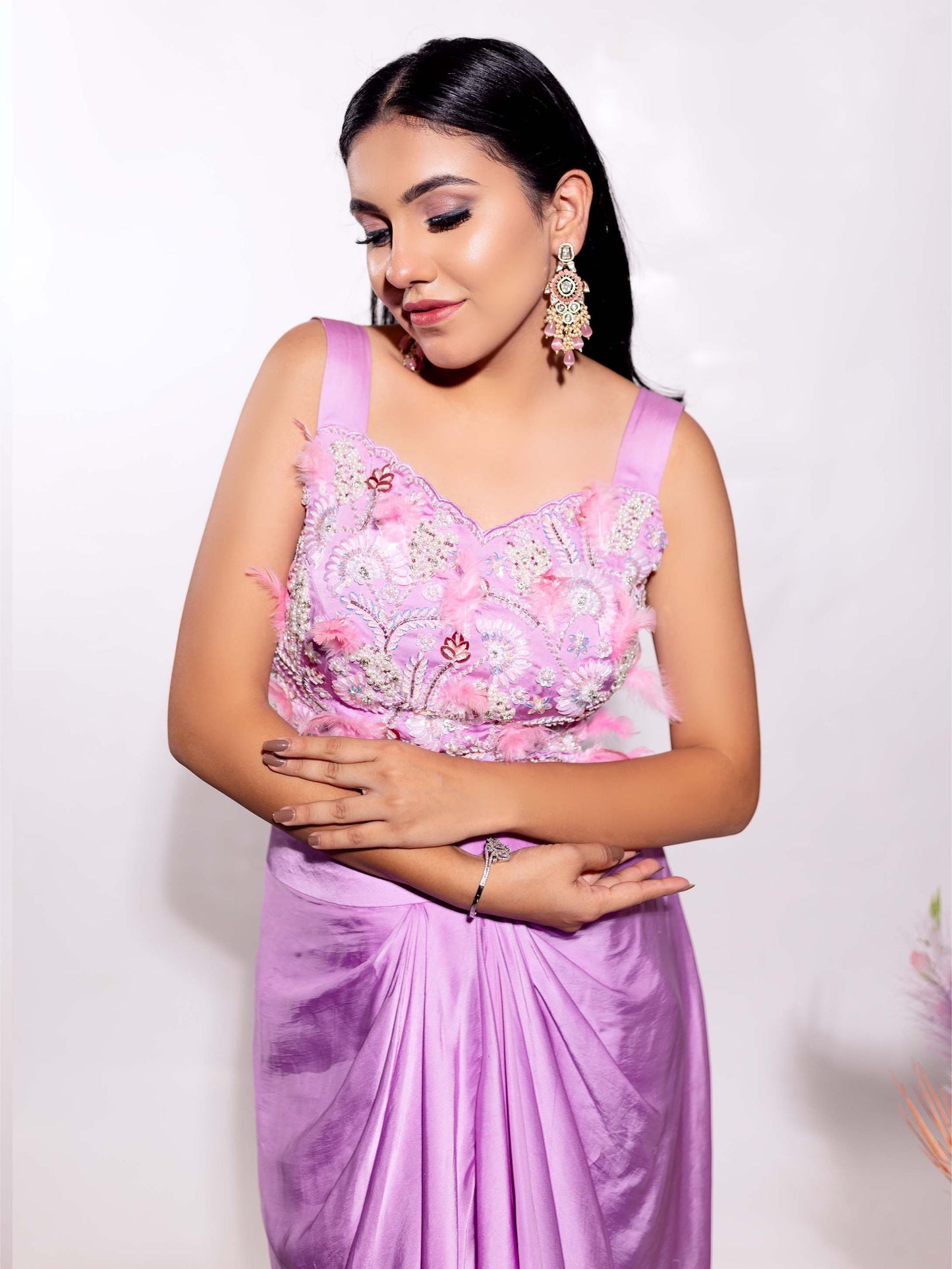 Lavender Dhoti Set