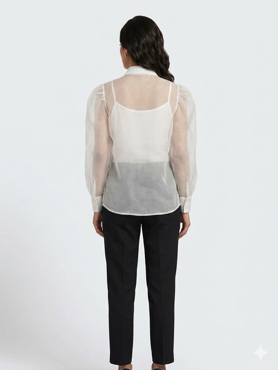 Organza Butterfly Embellished Shirt