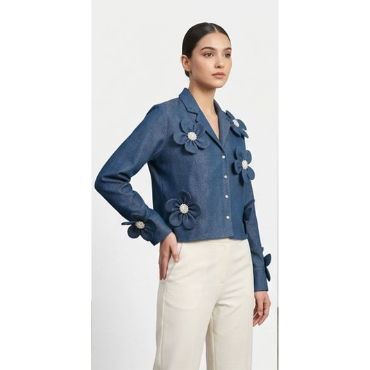 3D Flower Denim Shirt