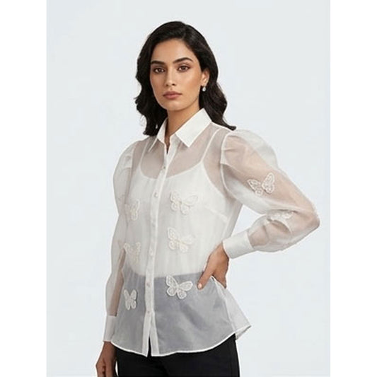 Organza Butterfly Embellished Shirt