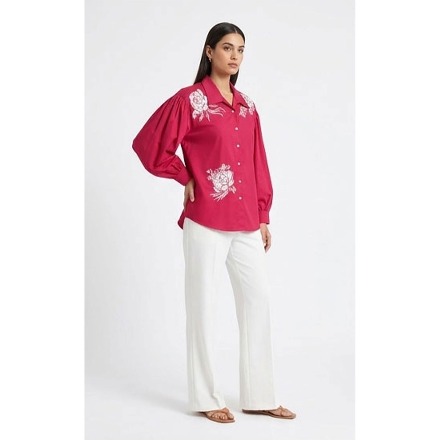 Hot Pink Embroidery Shirt