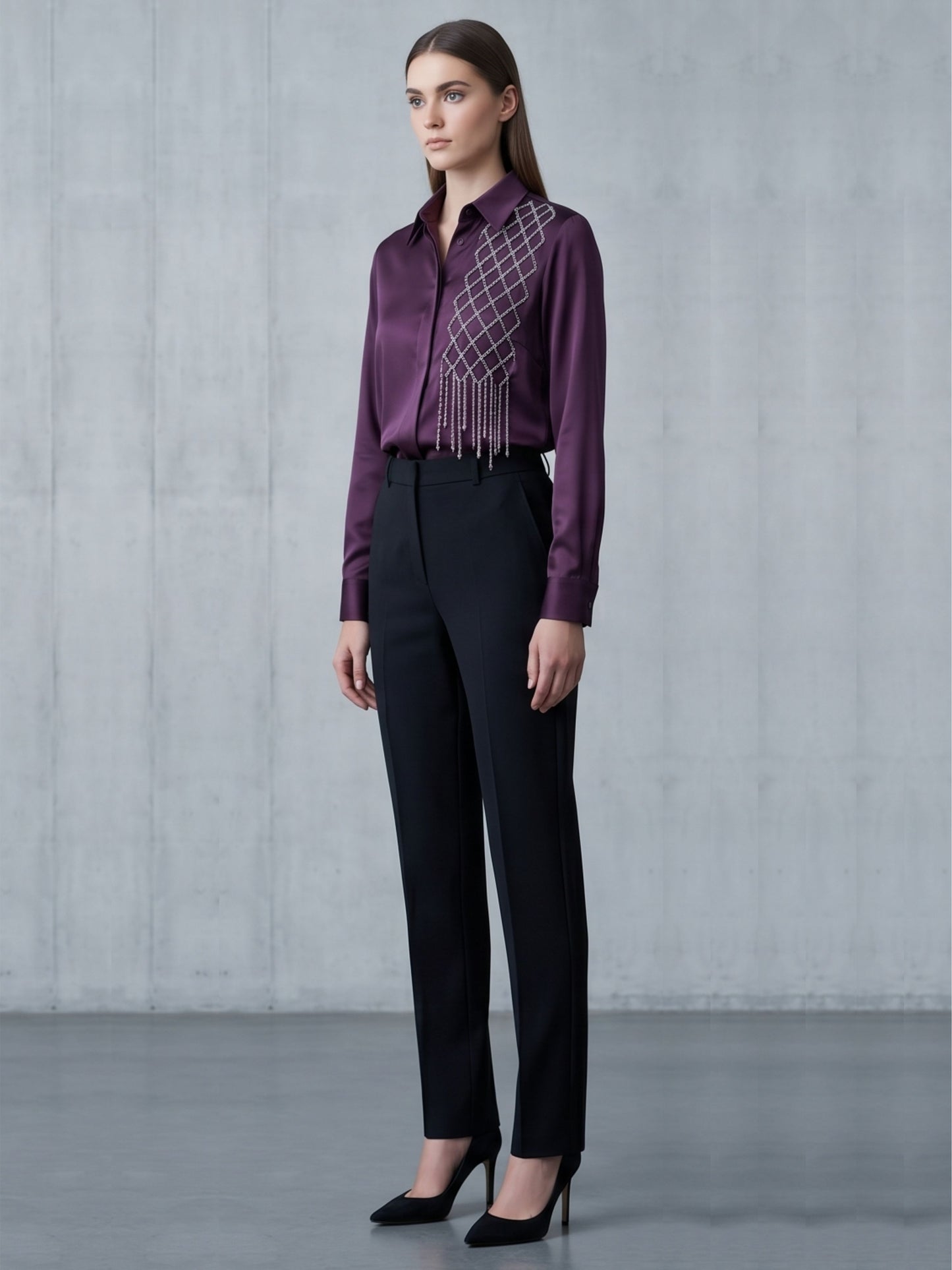 Wine Shaded Embellished SHirt