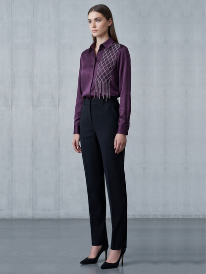 Wine Shaded Embellished SHirt