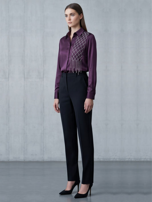 Wine Shaded Embellished SHirt
