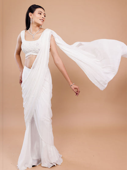White Drape Saree