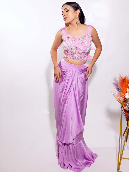 Lavender Dhoti Set