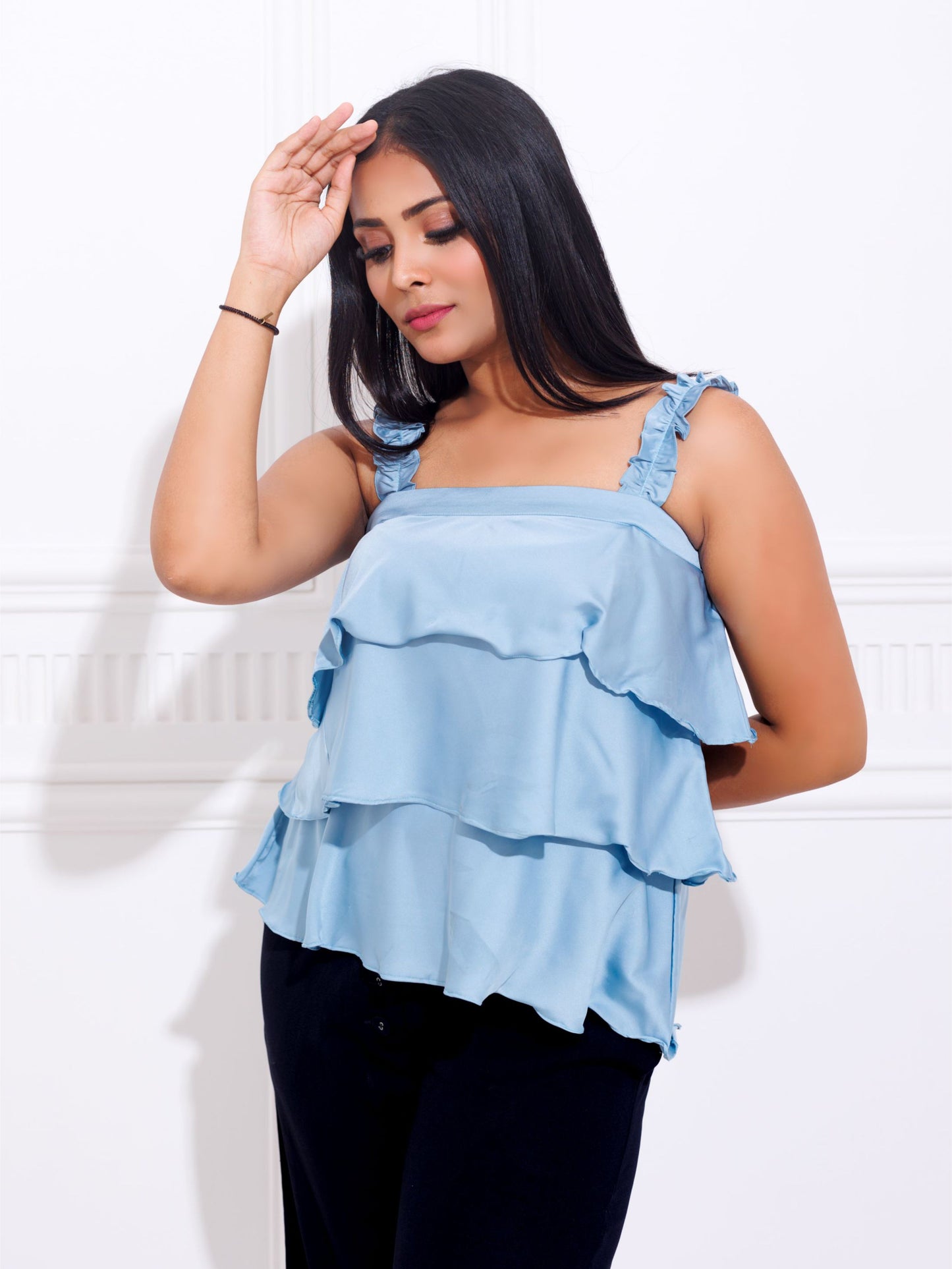 Pastel Blue Satin Top