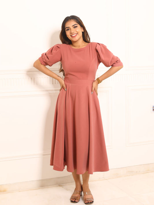 Dusty Rose Flared Dress