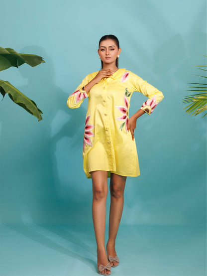 Lemon Floral Shirt Dress