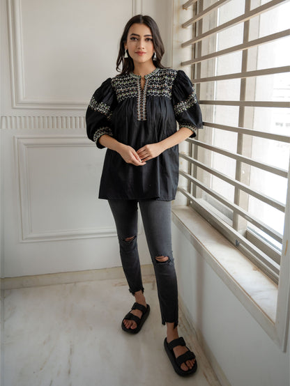 Black Embroidered Top
