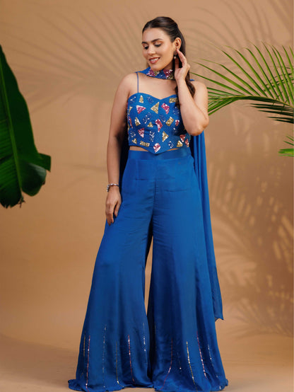 Royal Blue Embellished co-ord set