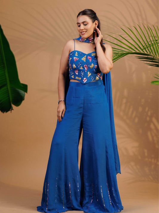 Royal Blue Embellished co-ord set