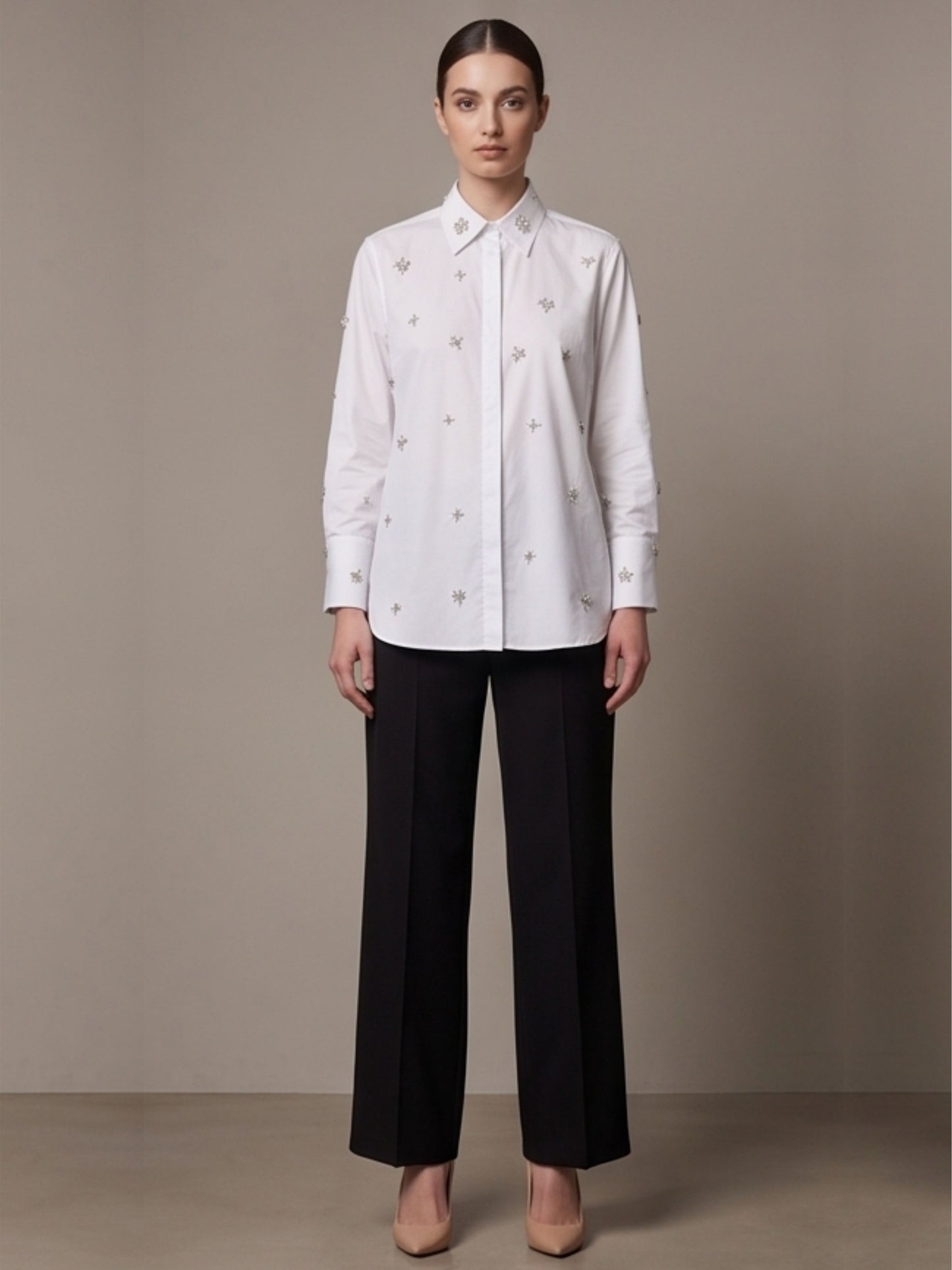 Stone Work White Shirt