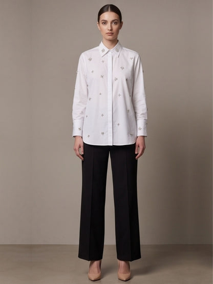 Stone Work White Shirt