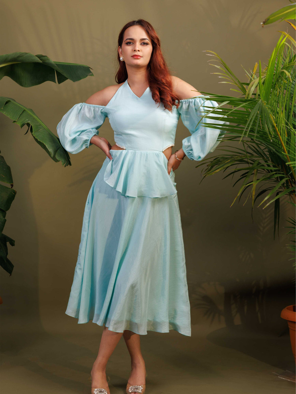 Powder Blue Peplum Dress