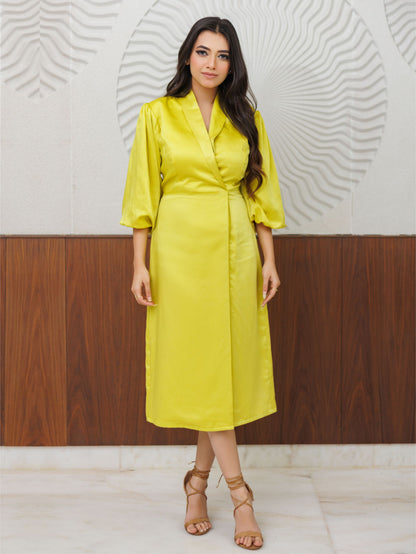 Fluorescent Yellow  Midi Dress