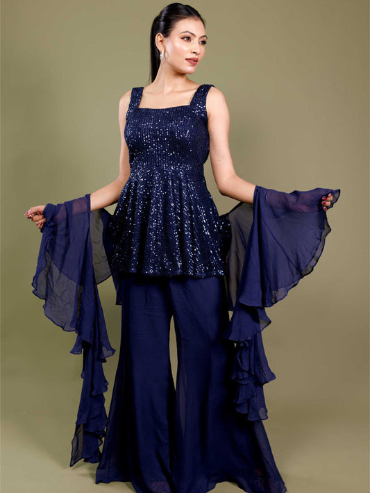 Navy Blue Paplum Set