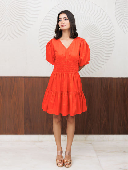 Orange Smoking Short Dress