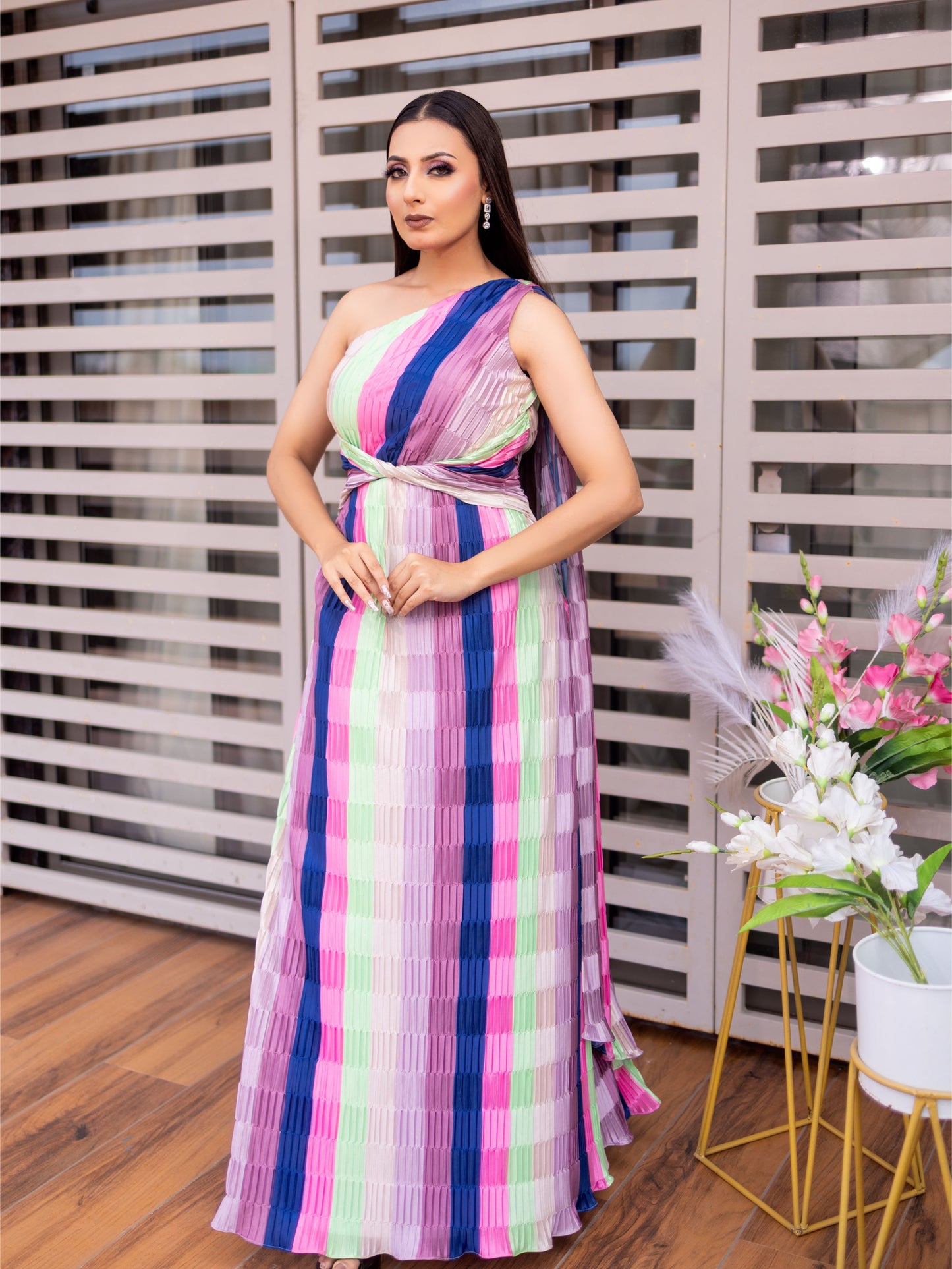 Colorful Pleated Dress