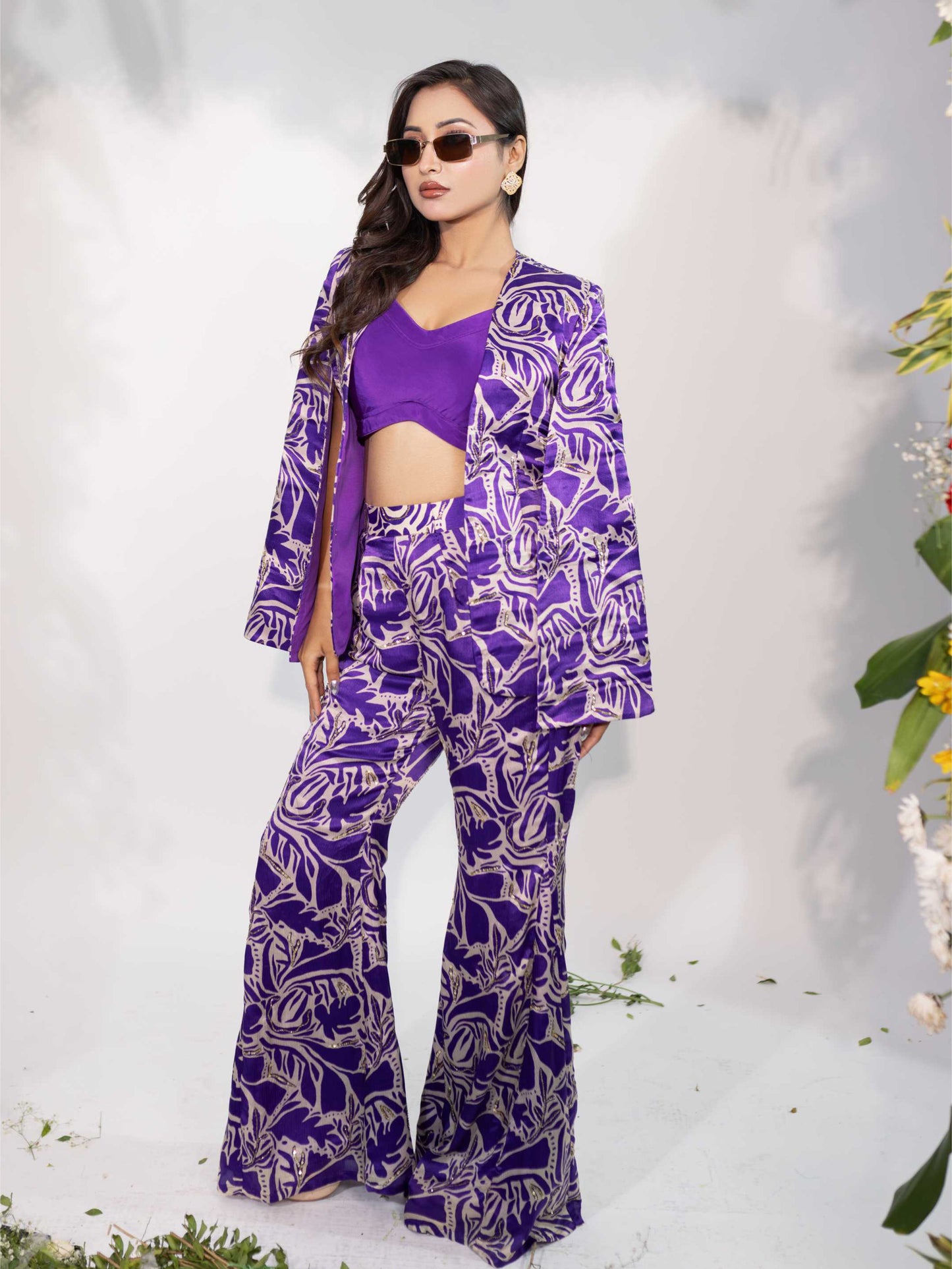 Abstract Print Blazer Set