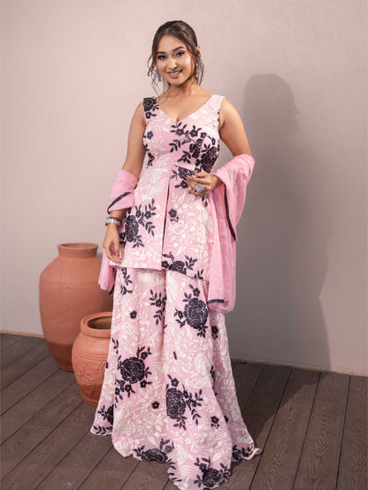 Baby Pink Sharrara Set