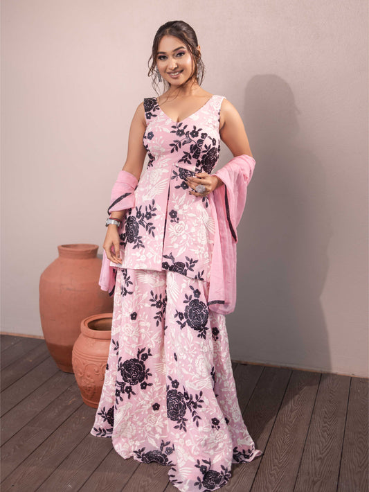 Baby Pink Sharrara Set