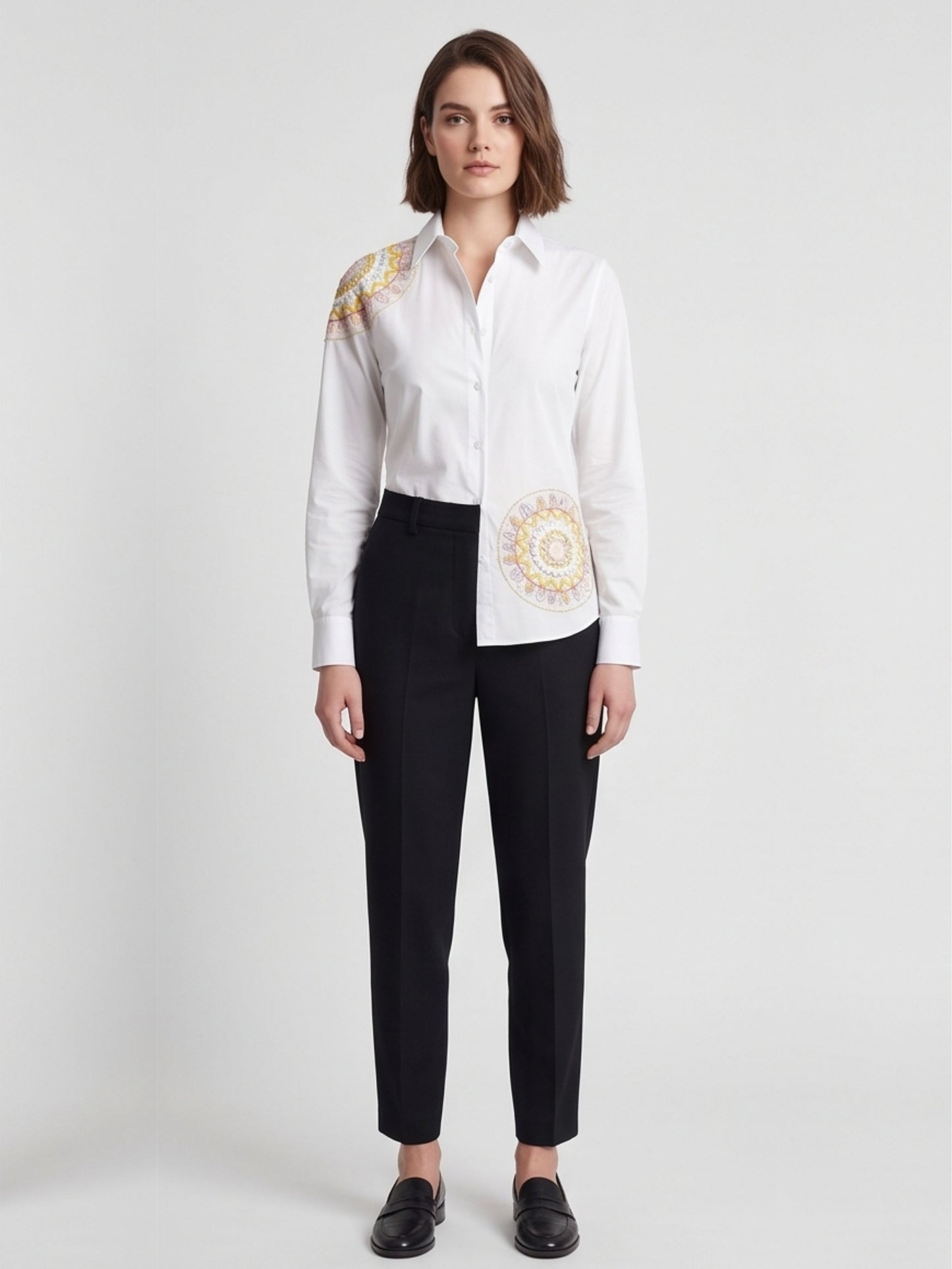 White Mandla Art Cotton Shirt