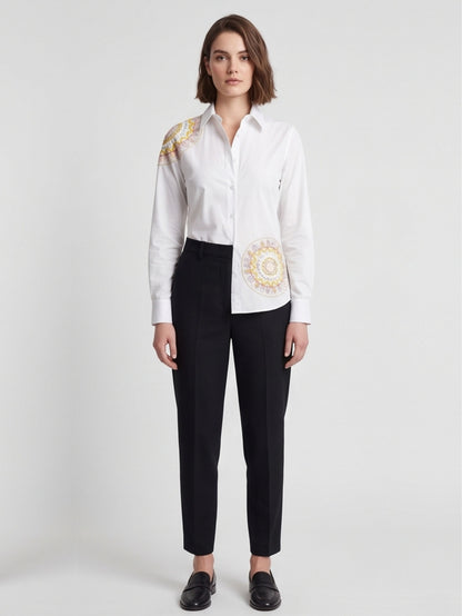 White Mandla Art Cotton Shirt