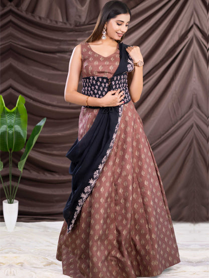 Brown Black Corset Indo - Western