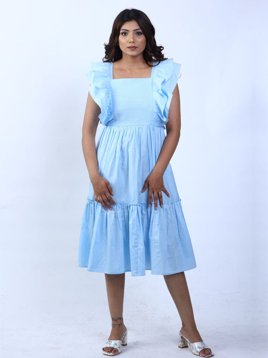 Powder Blue Frill Maxi Dress