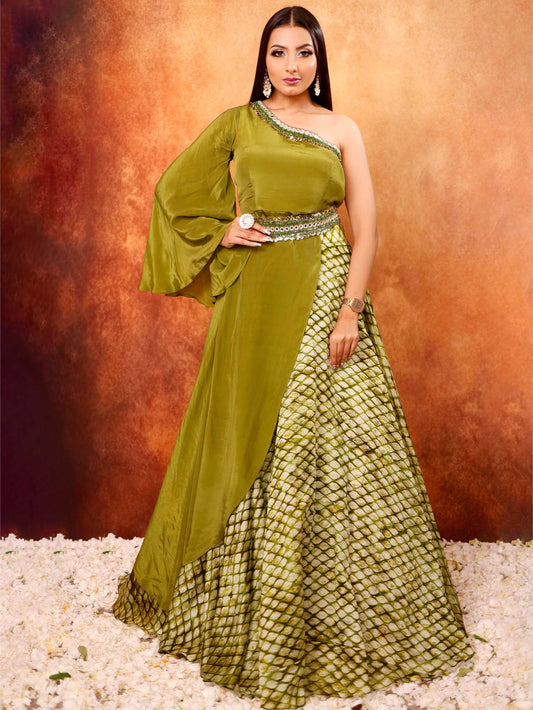 One Off Shoulder Indo Western