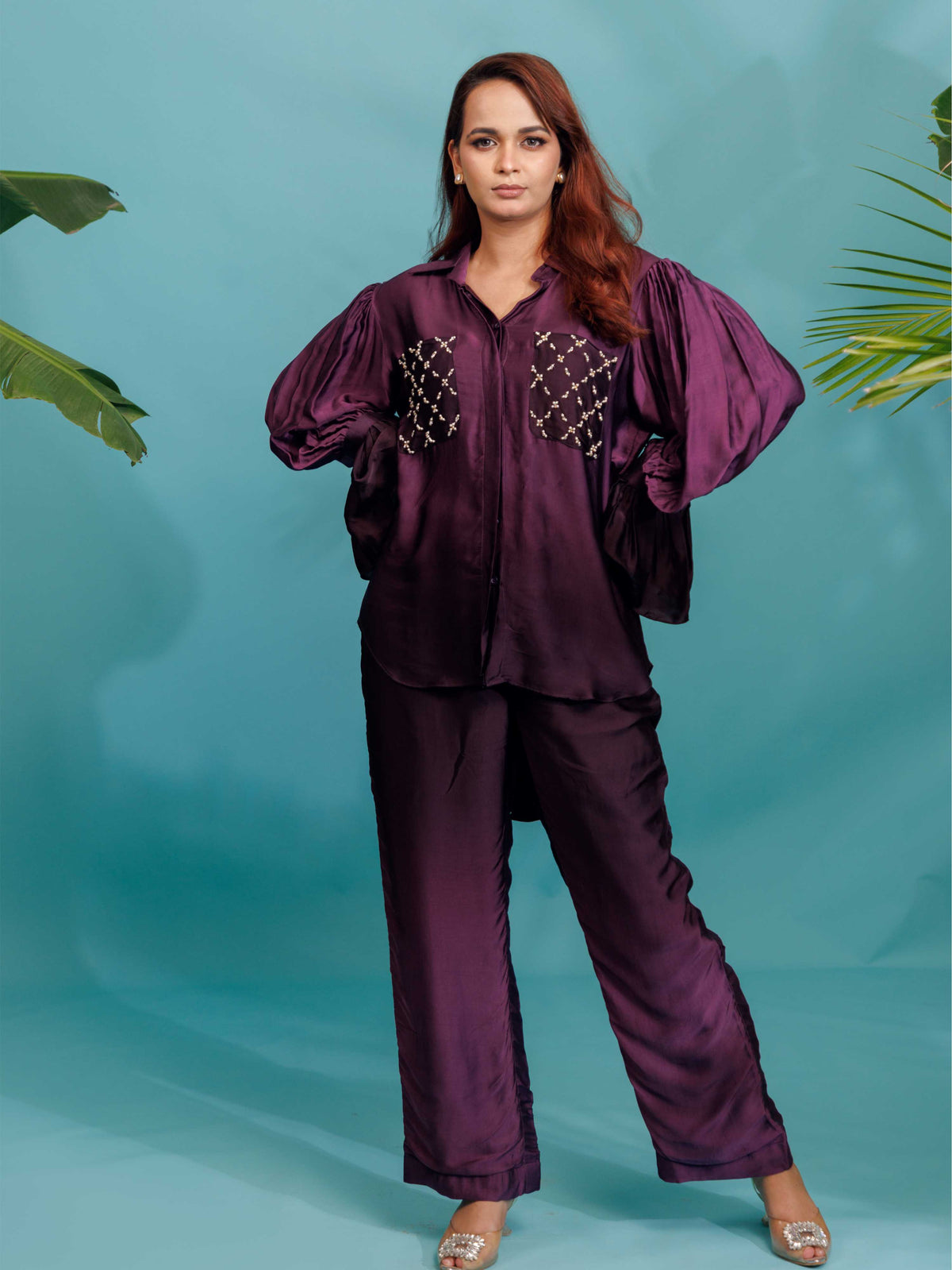 Plum Embellished Co-Ord Set