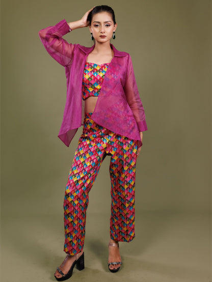 Multi Printed Co-ords With Overlap Shrug