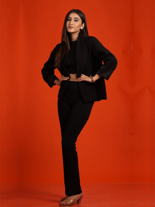 Black Double Collar Blazer