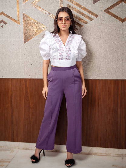 White & Lavender Co-Ord Set
