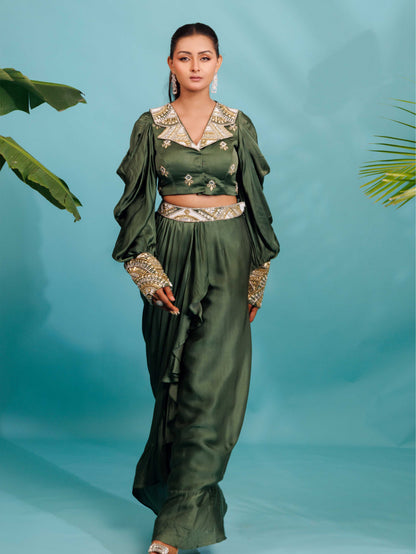 Olive Green Embellished Co-Ord Set