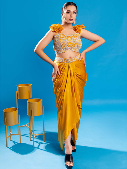 Mustard Yellow Dhoti Top