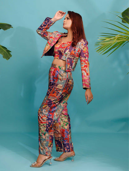 Printed Crop Top Co-ord Set