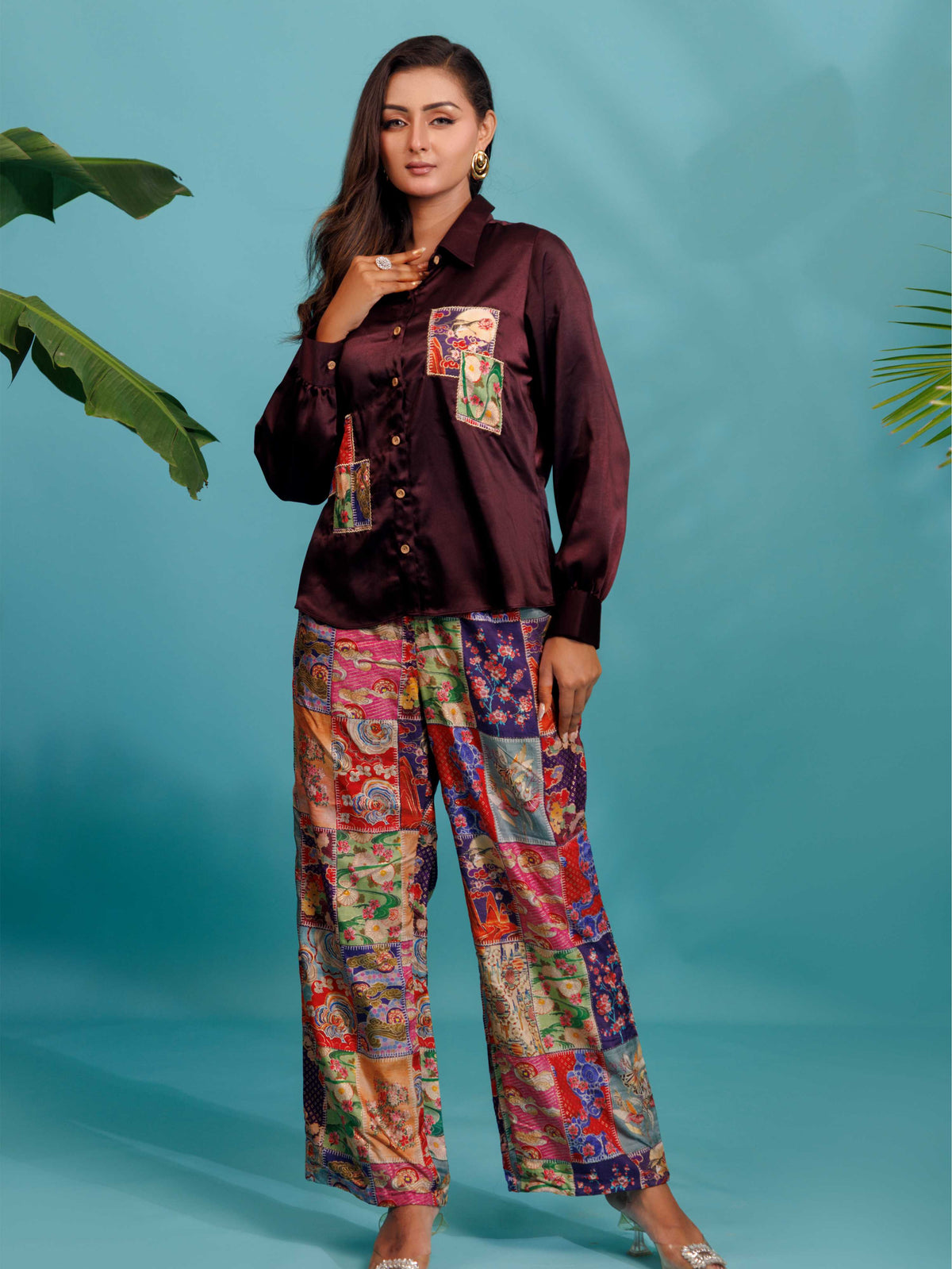 Wine Patchwork Co-ord Set