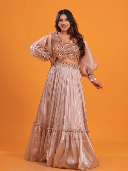 Leaf Embellished Skirt Set