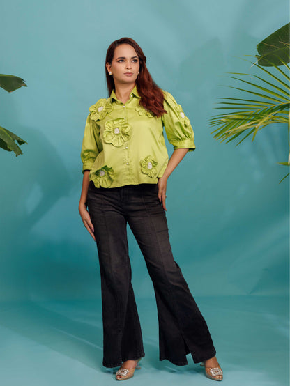 Light Green Floral Shirt