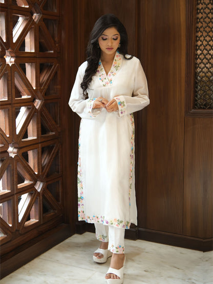 White Embroidered Kurta Set